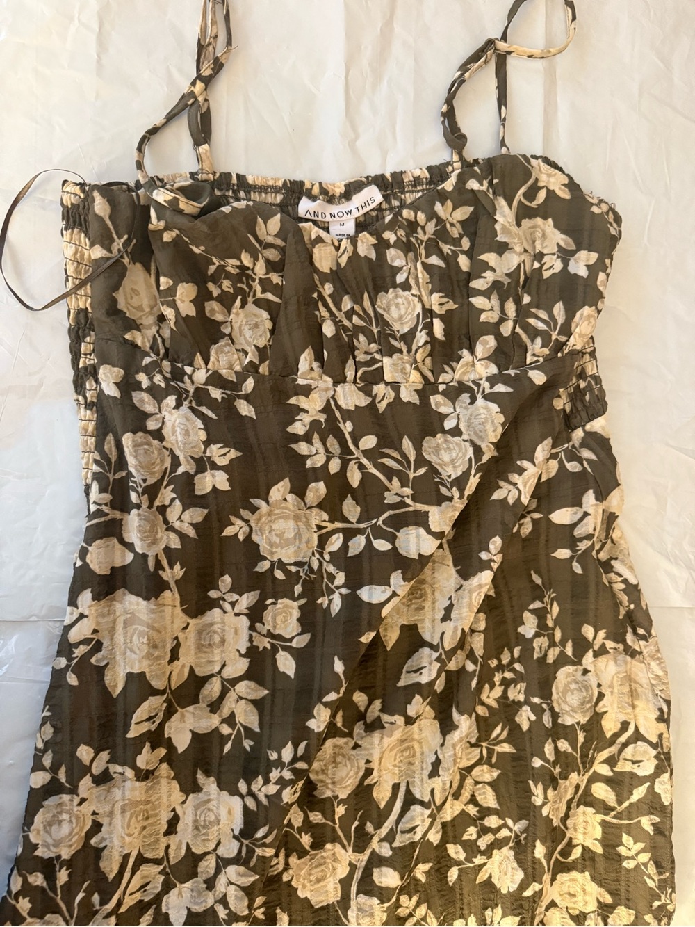 Olive Green Floral Sundress Dress